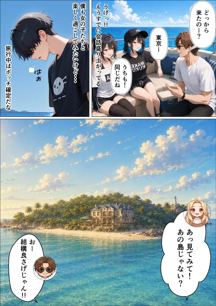 SEXしないと出られない島で陰キャがギャルハーレムできた件 hitomiエロ漫画raw(同人誌)無料サンプル画像005