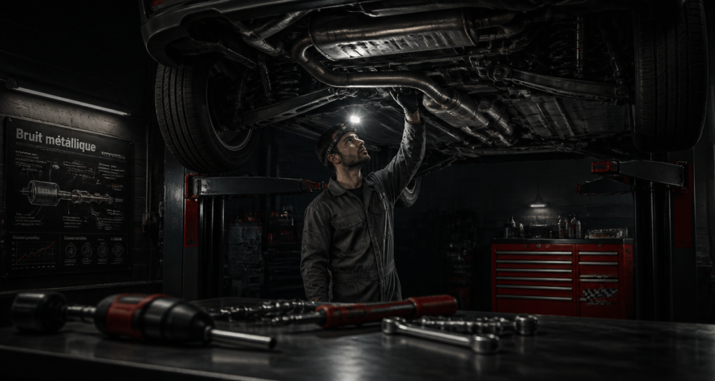 bruit métallique voiture sous inspection mécanique