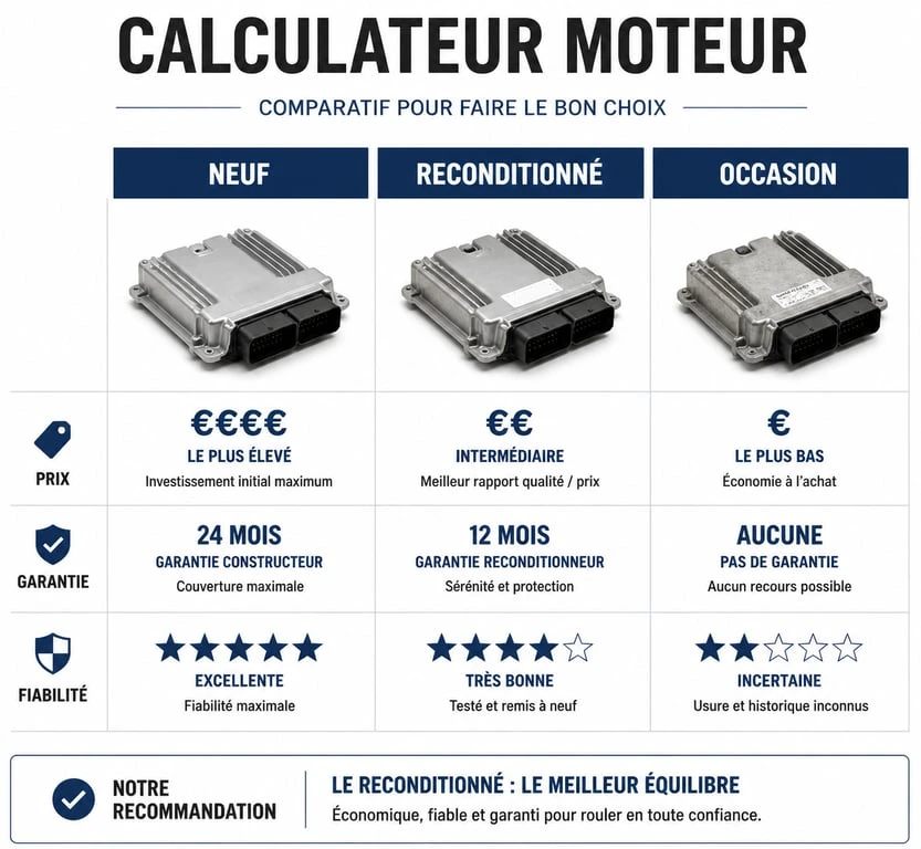 Comparatif des prix et fiabilité des calculateurs moteur : neuf, reconditionné et occasion