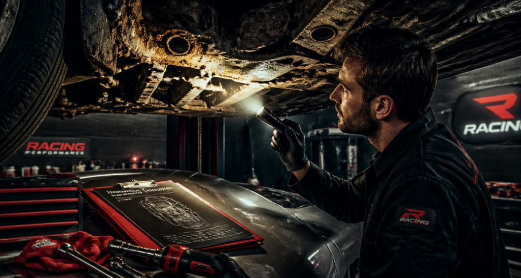 corrosion voiture châssis inspection garage