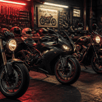 motos de différentes marques dans atelier