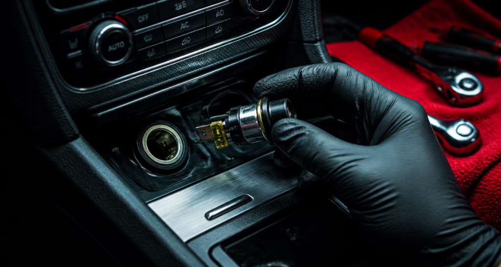 changer allume cigare voiture main gantée