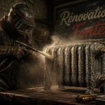 radiateur sablage fonte en atelier