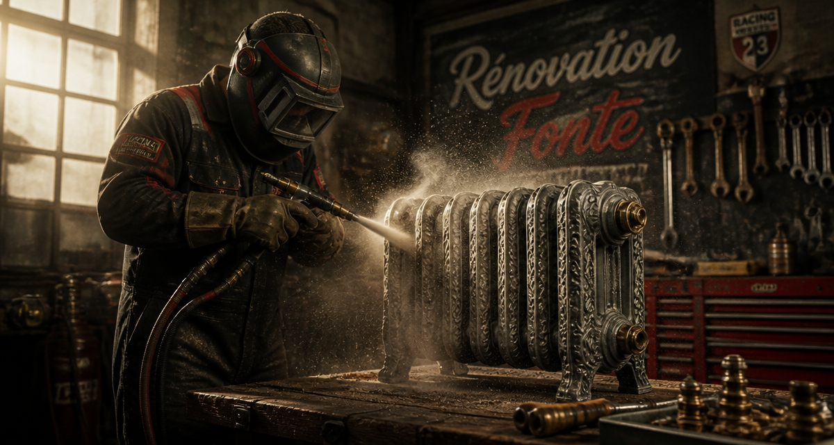 radiateur sablage fonte en atelier