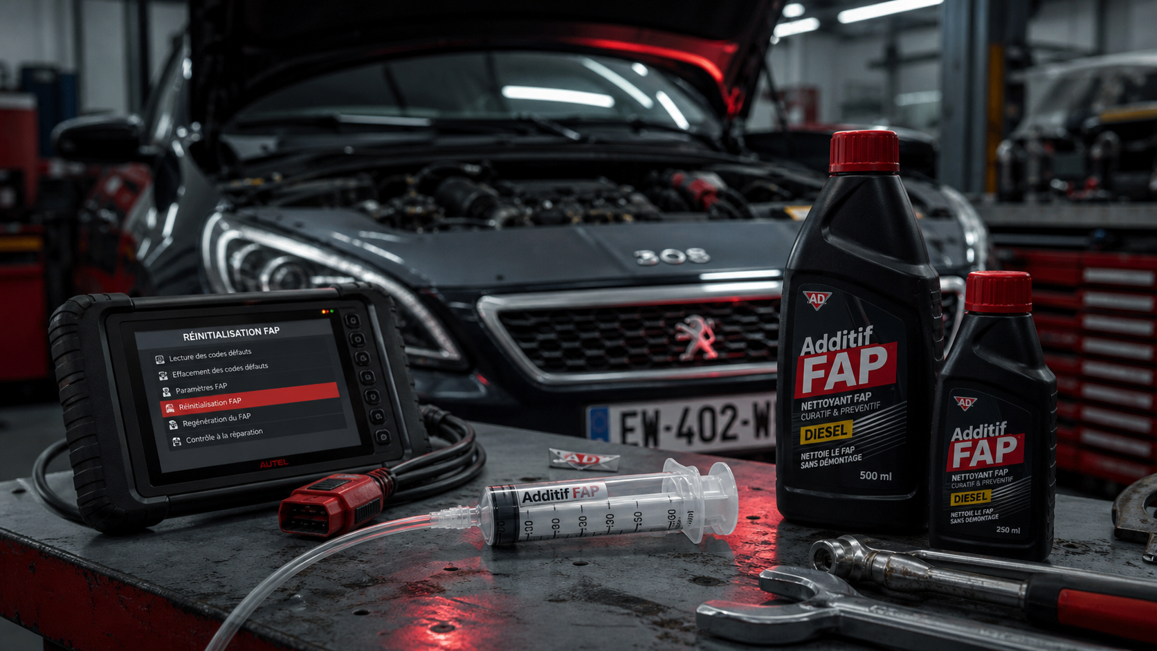 Prix remplissage additif FAP Peugeot 308 diesel : diagnostic et réinitialisation FAP