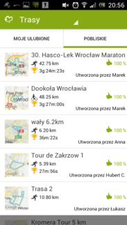 Endomondo Sports Tracker trasy biegowe