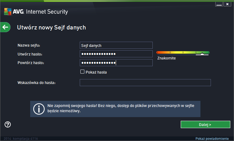AVG Internet Security 2014 sejf danych