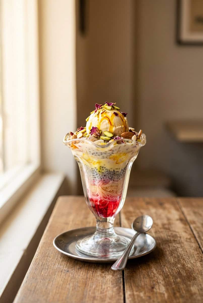 Falooda recipe - delicious homemade dish beautifully plated and garnished