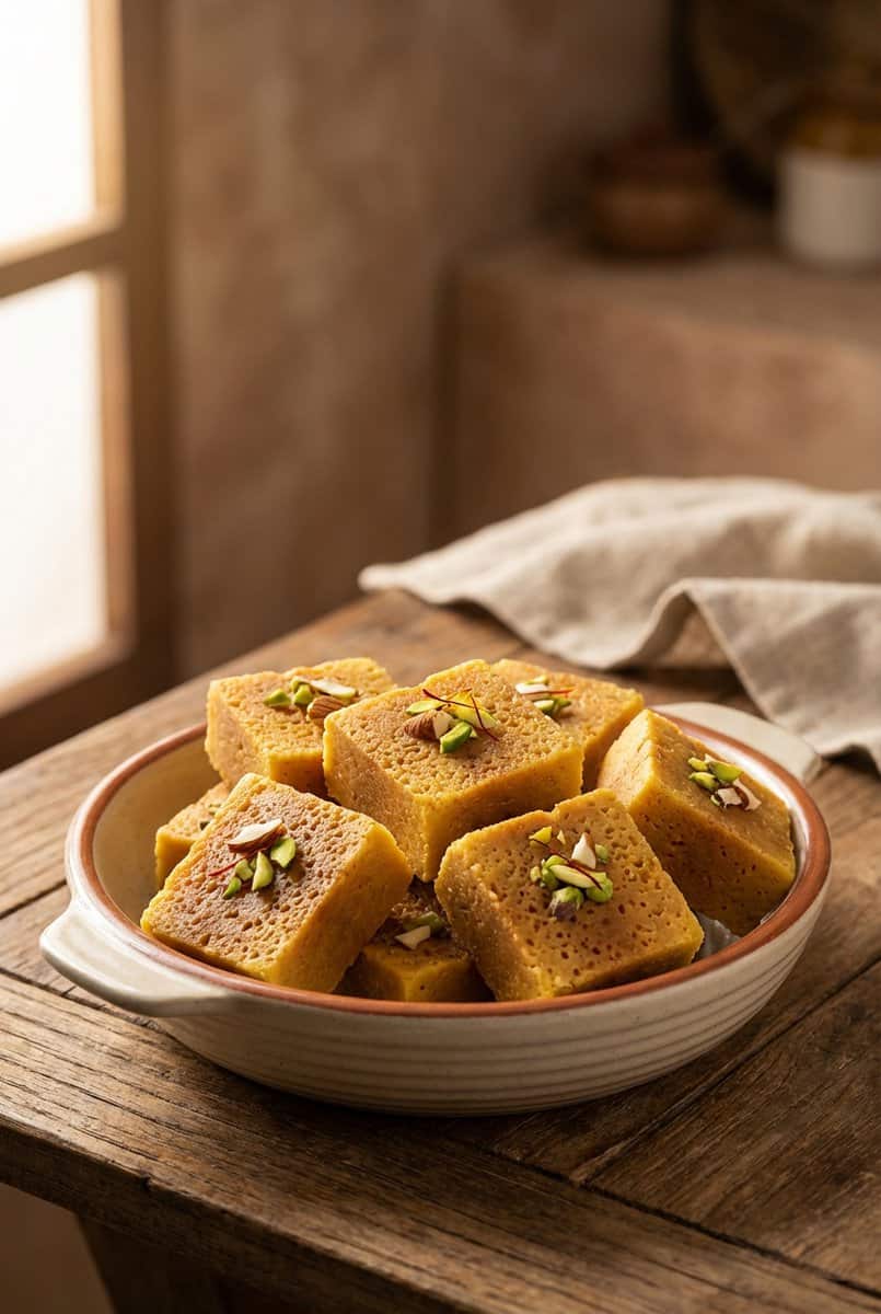 Mysore Pak recipe - delicious homemade dish beautifully plated and garnished