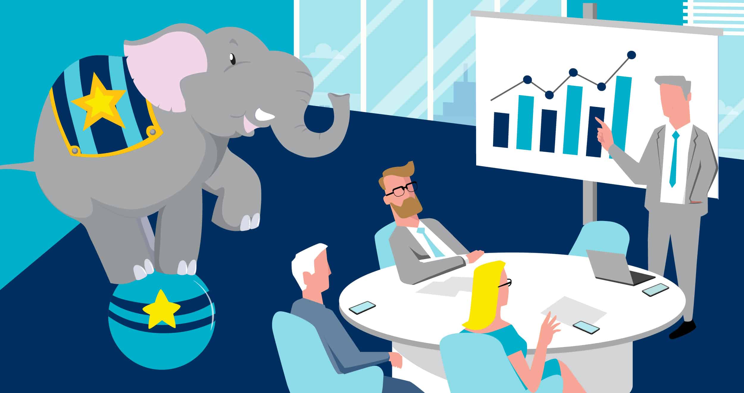 Elephant in the room concept illustration