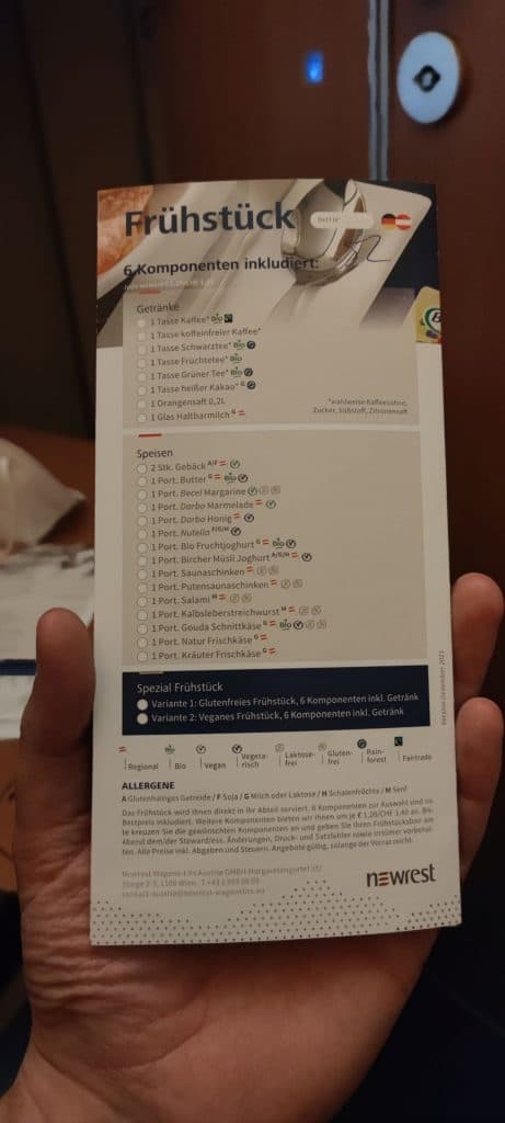 Nightjet Frühstück