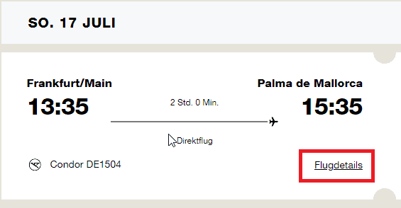 Business Class Flug nach Mallorca