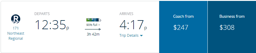 Zug von New York nach Washington DC