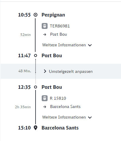 Perpignan nach Barcelona