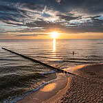Wonderful Baltic Sea and the sunset in summer in Poland.