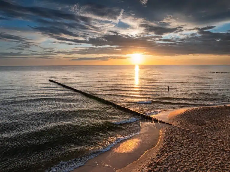 Wonderful Baltic Sea and the sunset in summer in Poland.