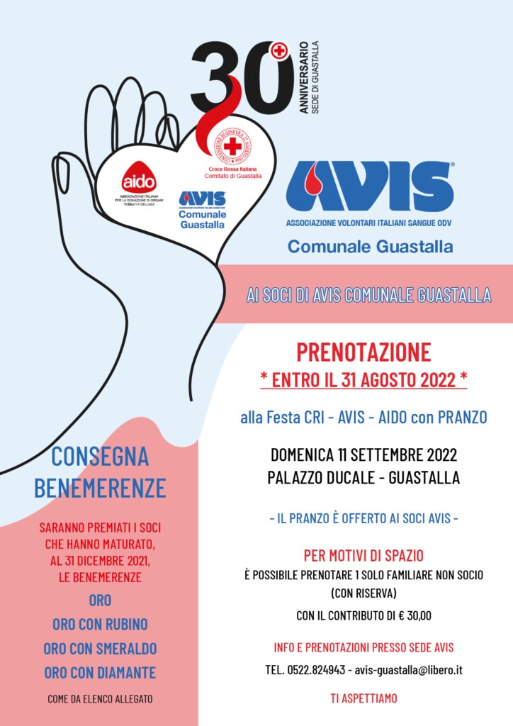 AvisGuastalla_FestaAVIS-CRI-AIDO_20220911_IndicazioniPrenotazione
