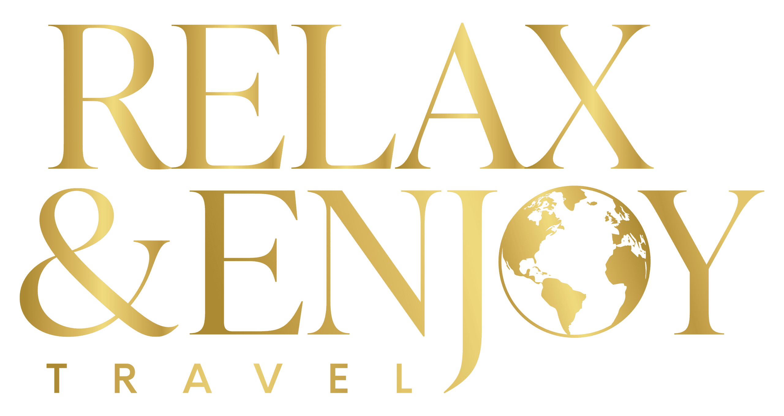 Footer section with "Relax and Enjoy Travel" logo and globe icon.