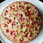 Yoghurt, pistachio and pomegranate cake