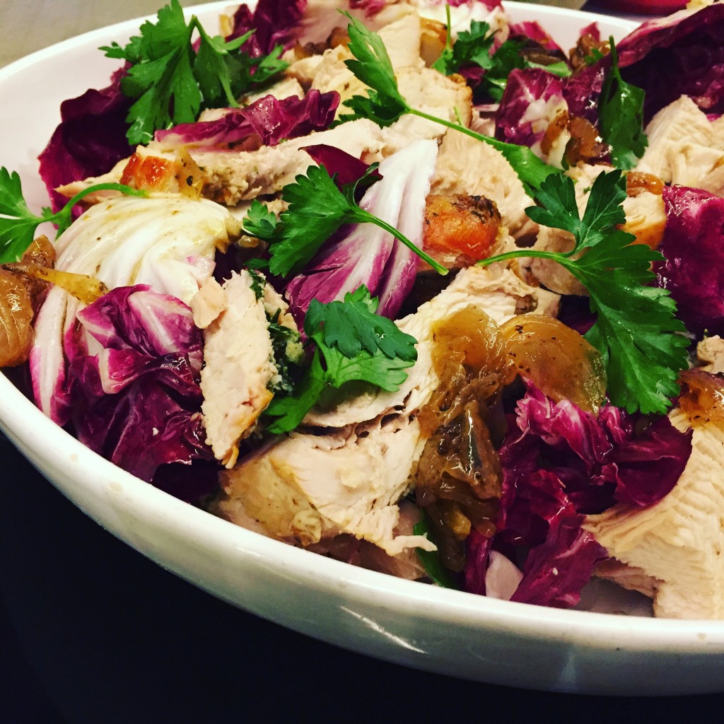 Roasted turkey breast with raddichio salad