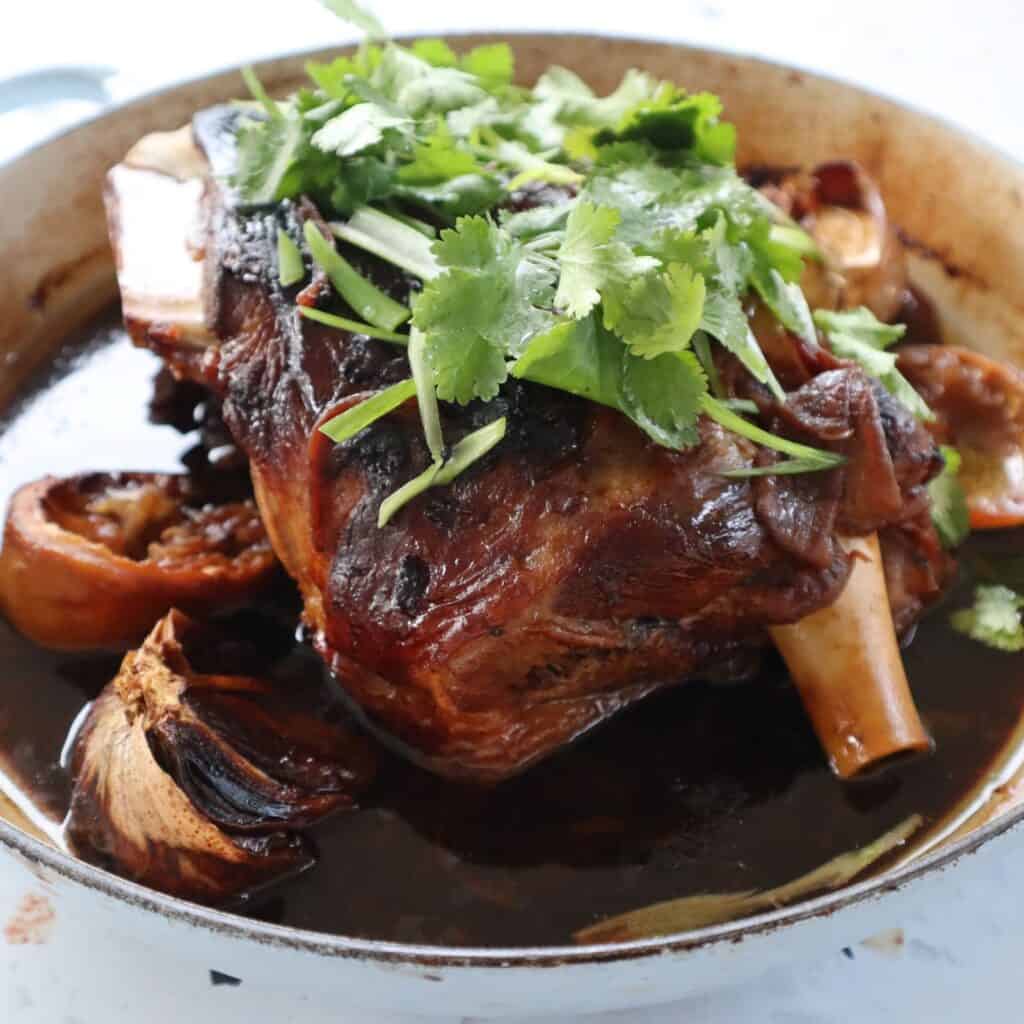Slow roasted sticky Asian style lamb shoulder