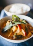 Pumpkin and peas in a light coconut curry sauce