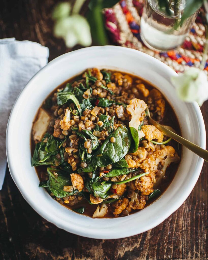 Vegetarian curry night and this Lentil and Cauliflower Curry