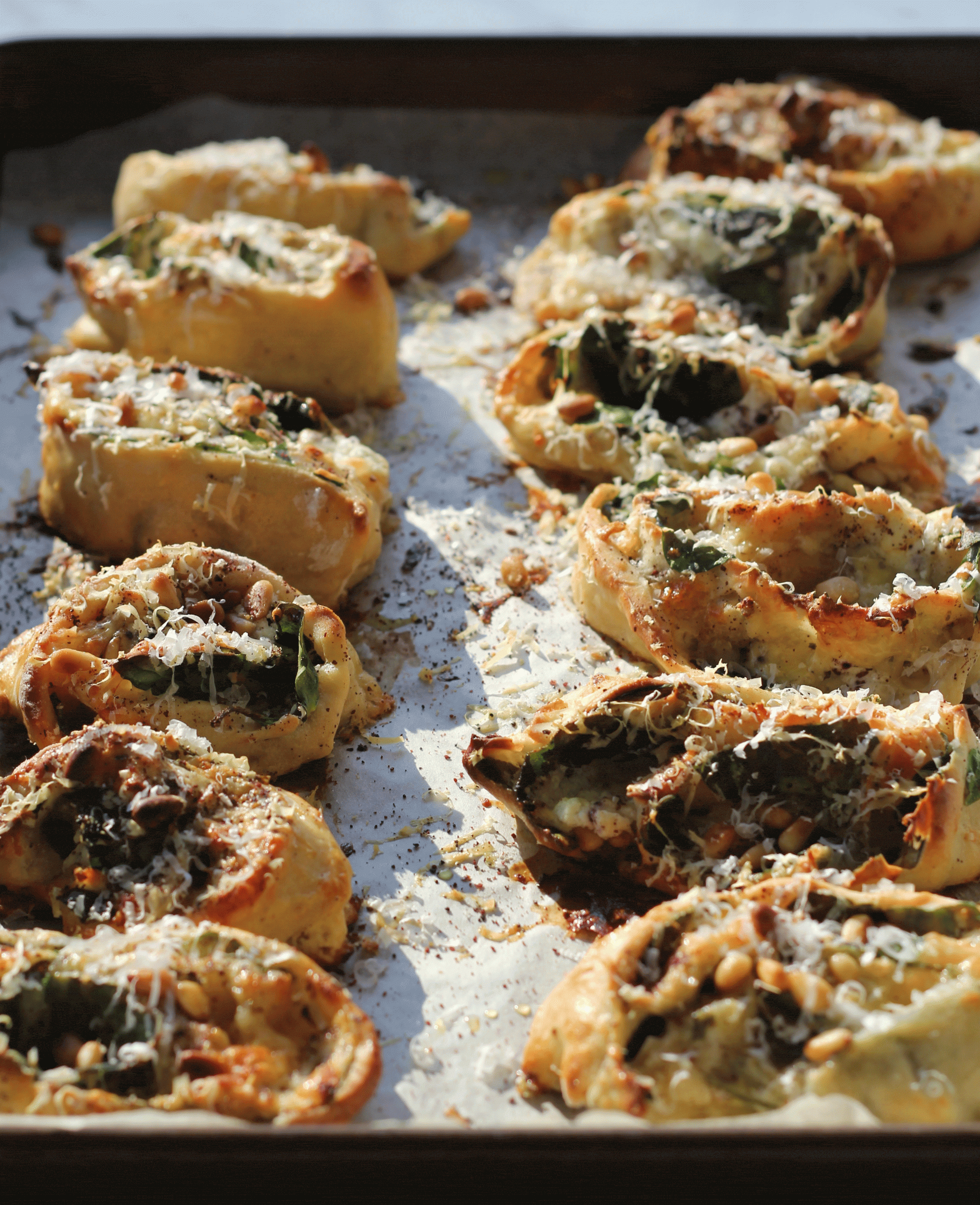 Spinach and feta scrolls