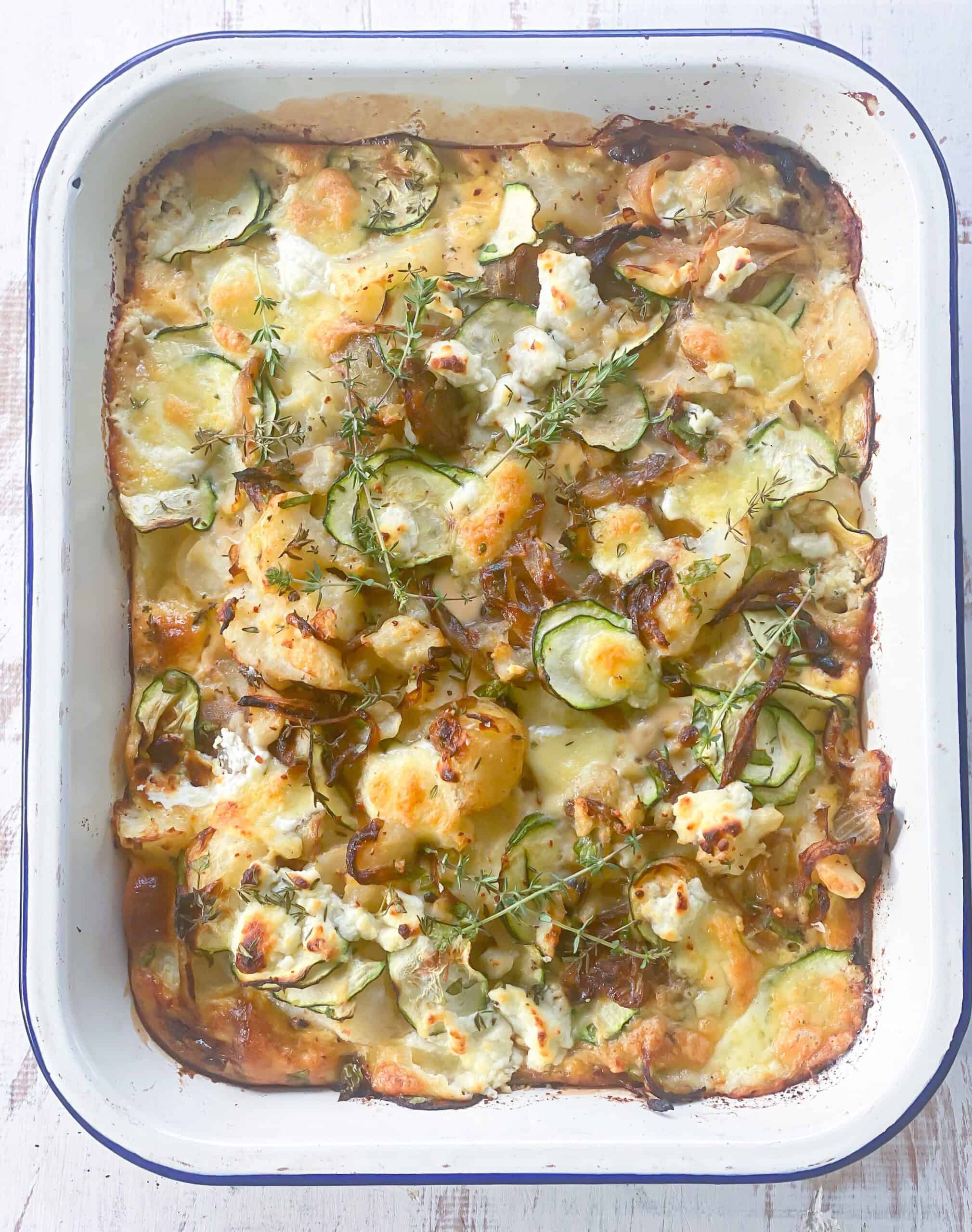 Zucchini frittata with potatoes and cream