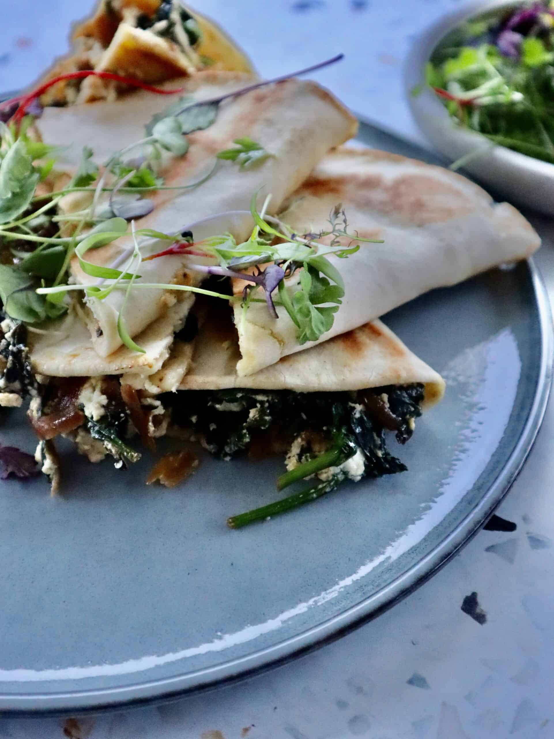 Homemade Turkish Gozleme with Spinach and Ricotta and Feta
