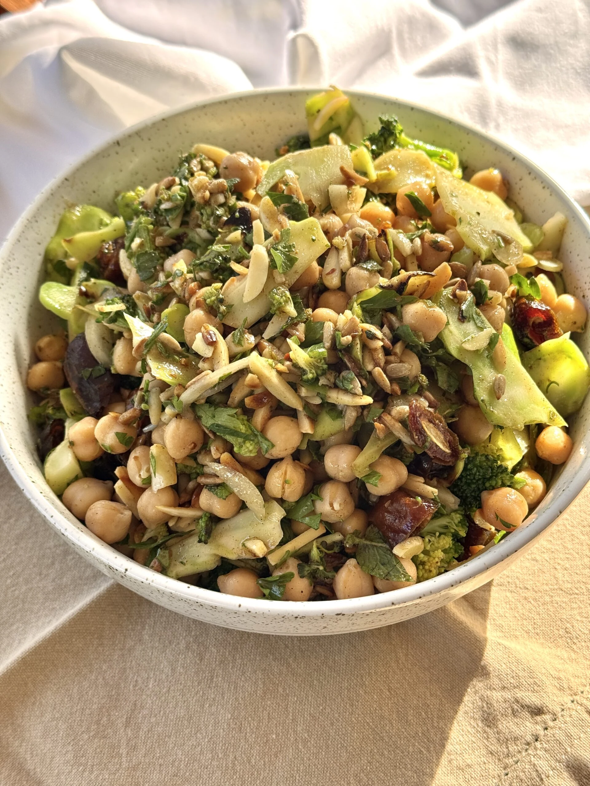 Vibrant Broccoli, Chickpea and Date Crunch Salad