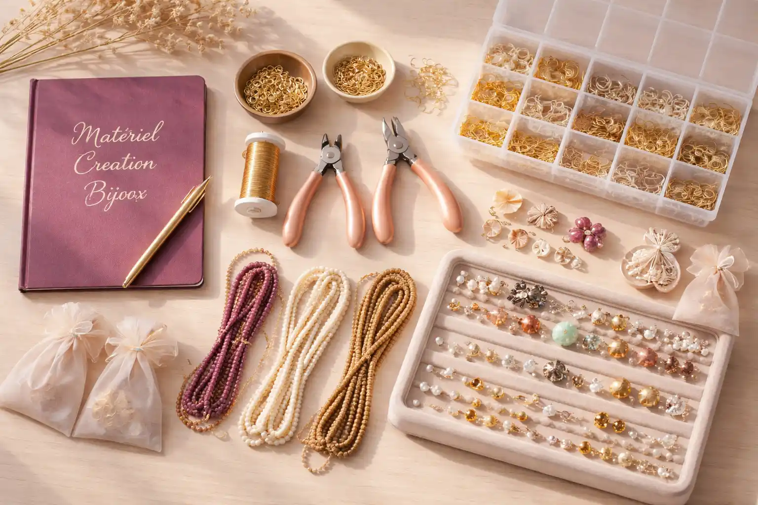 materiel pour creation bijoux atelier vue plongee