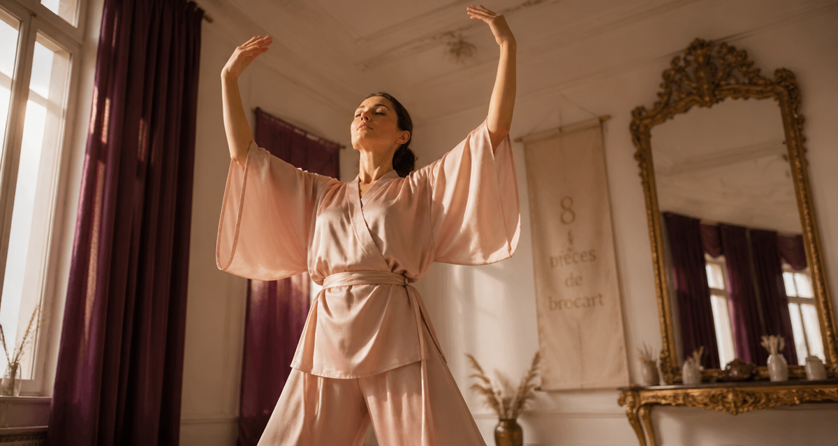 Les 8 postures du qi gong Soutenir le ciel femme bras levés