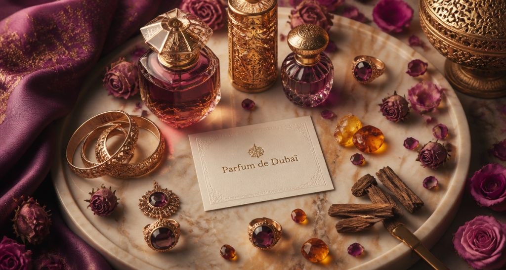 parfum de dubai plateau bijoux flacons