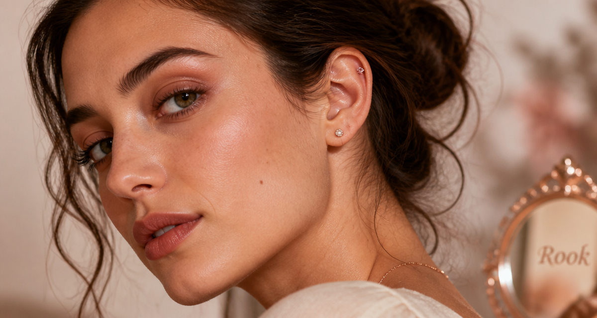 percing rook doré oreille femme