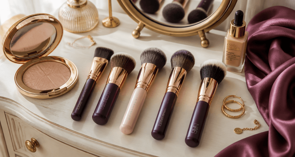 quel pinceau pour fond de teint sur coiffeuse élégante