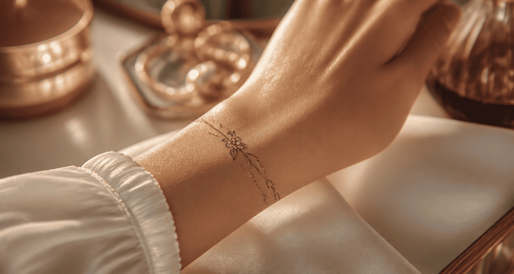 tatouage bracelet poignet femme discret floral minimaliste