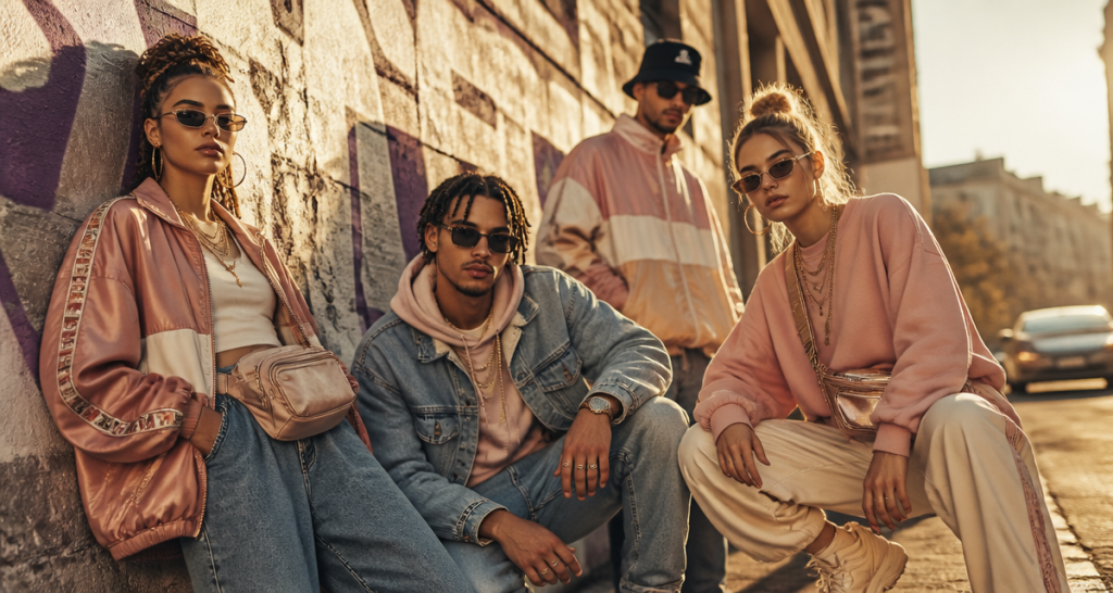 tenue année 90 groupe jeunes style baggy grunge