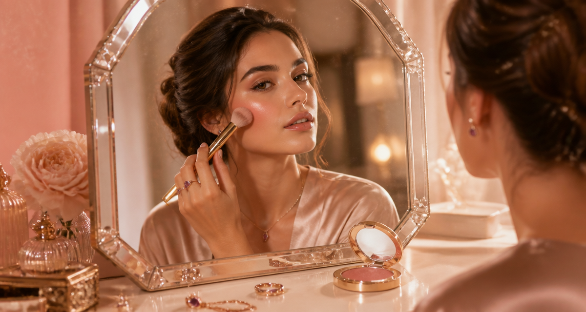 Comment mettre du blush femme miroir