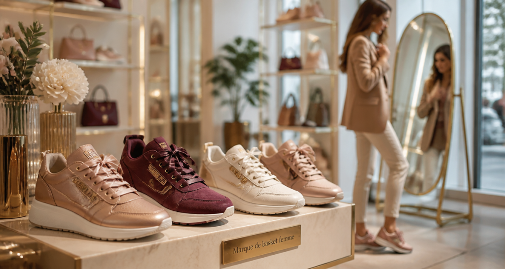 marque de basket femme élégante en boutique