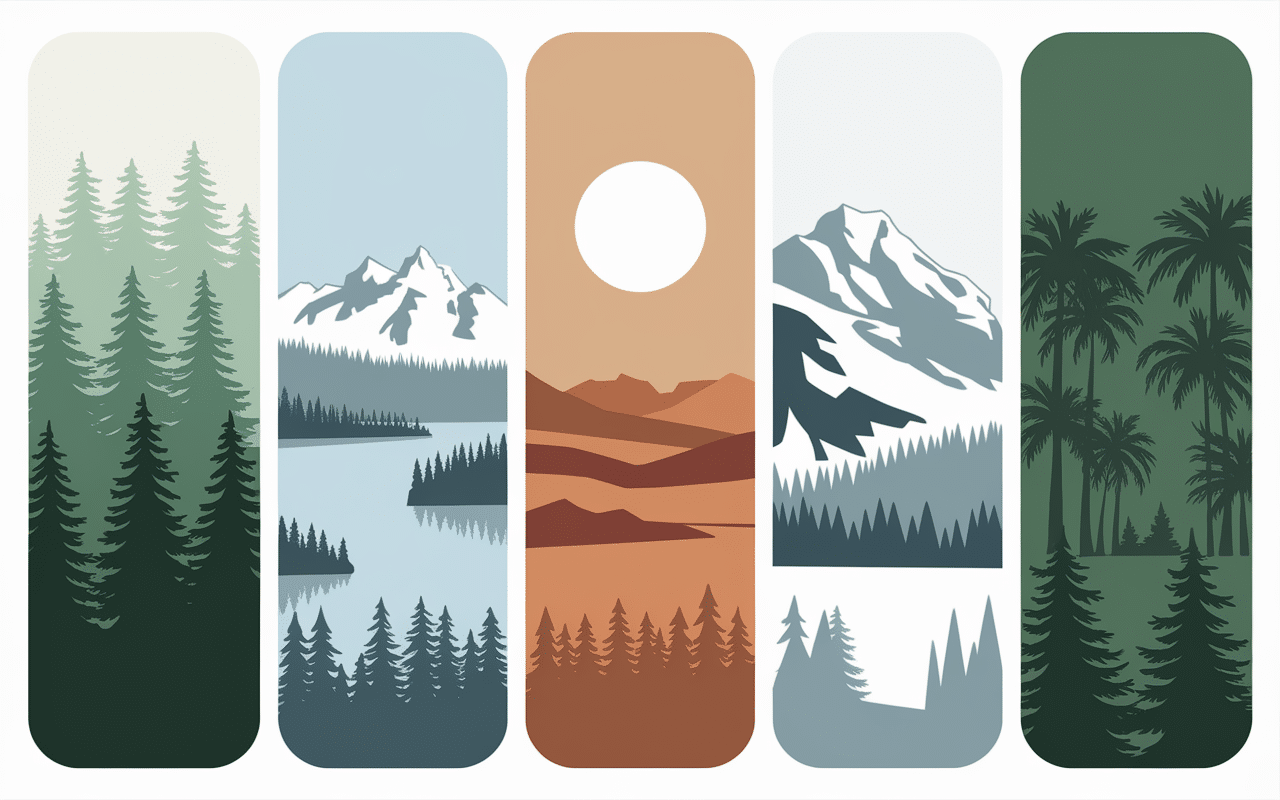 Illustration paysages des plus grands pays du monde