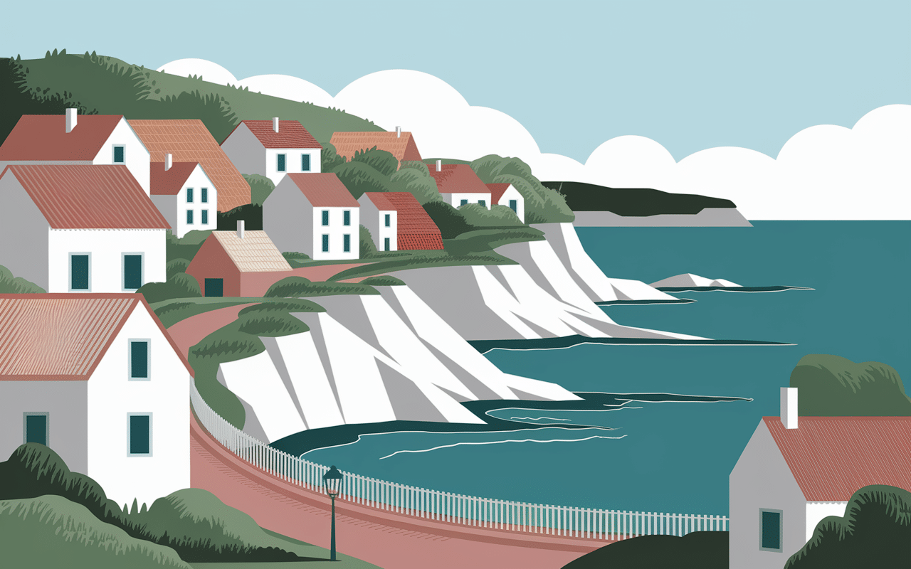 vue village veules les roses falaises maisons colombages