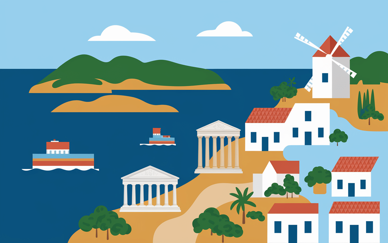 Carte des destinations voyage Grece avec Selectour monuments et iles