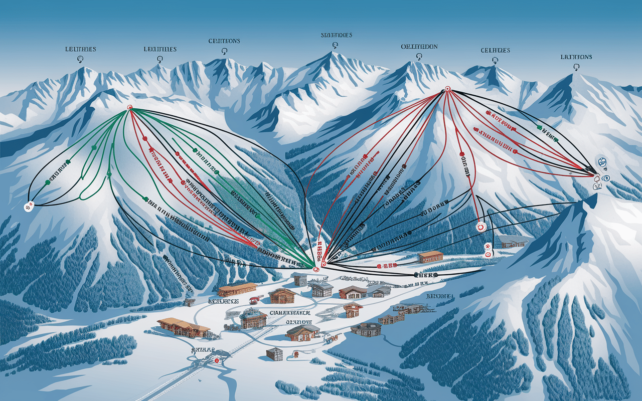 Carte domaine skiable les Carroz d'Araches 142 pistes couleurs