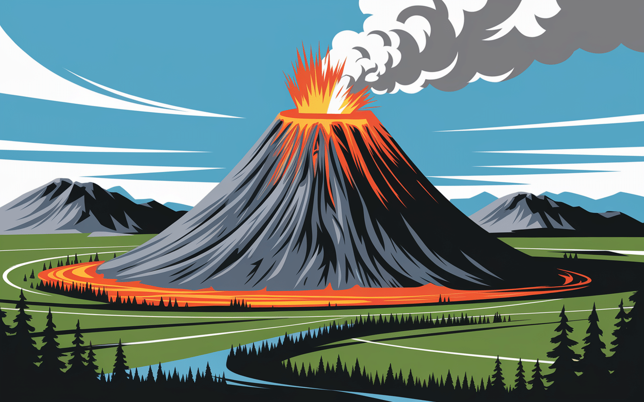 illustration mont aso volcan japonais en 3 lettres actif