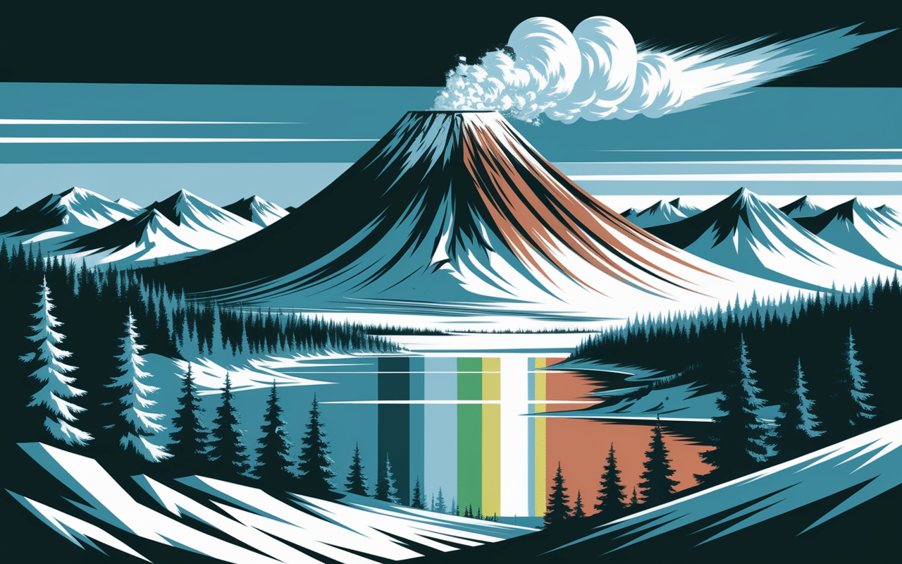 illustration mont zao volcan japonais en 3 lettres lac cratère multicolore
