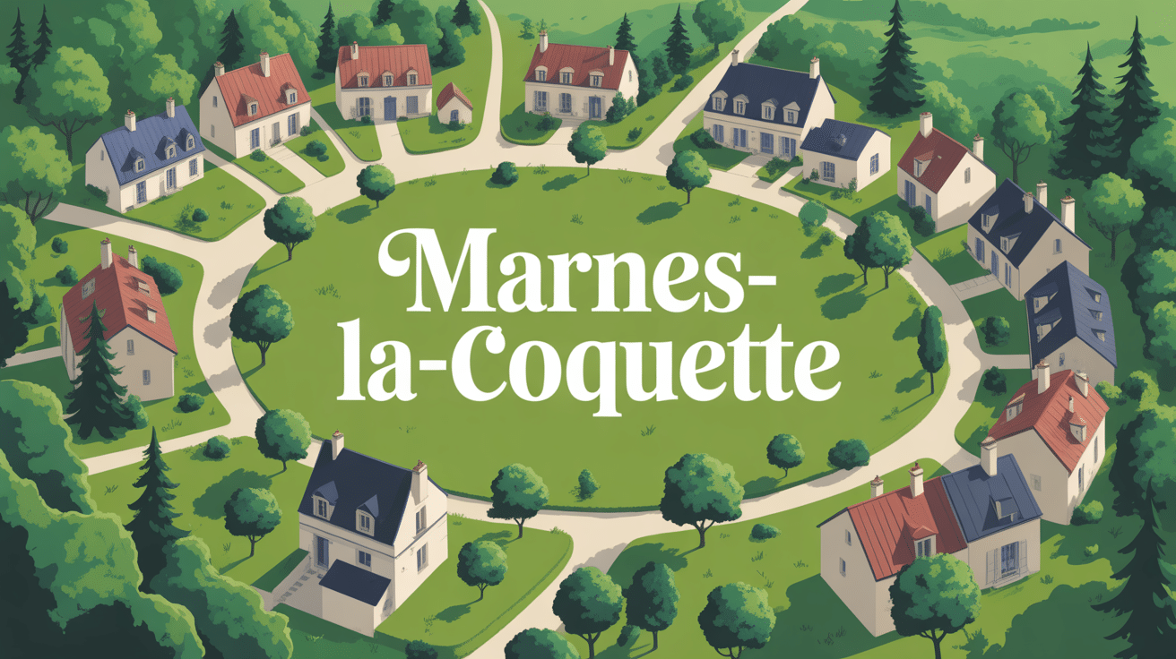 vue aerienne de marnes la coquette village vert et maisons francaises