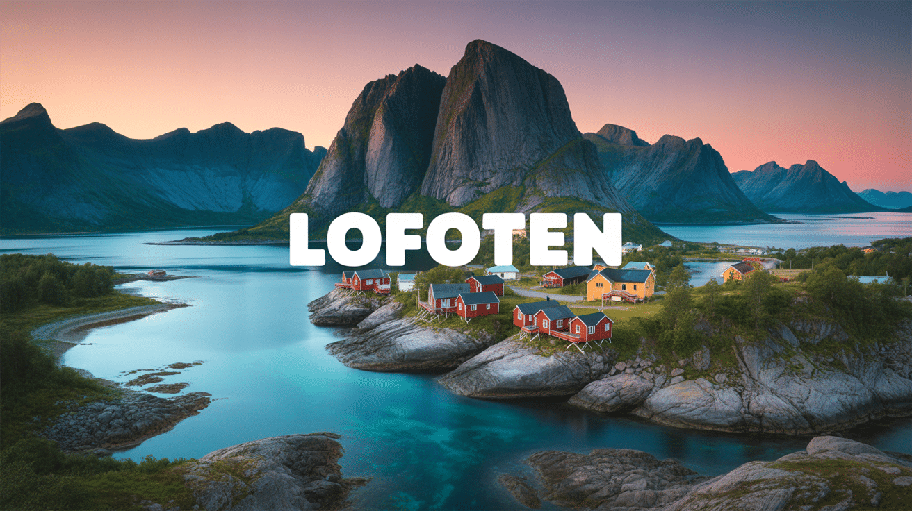 panorama archipel lofoten montagnes aurores boréales