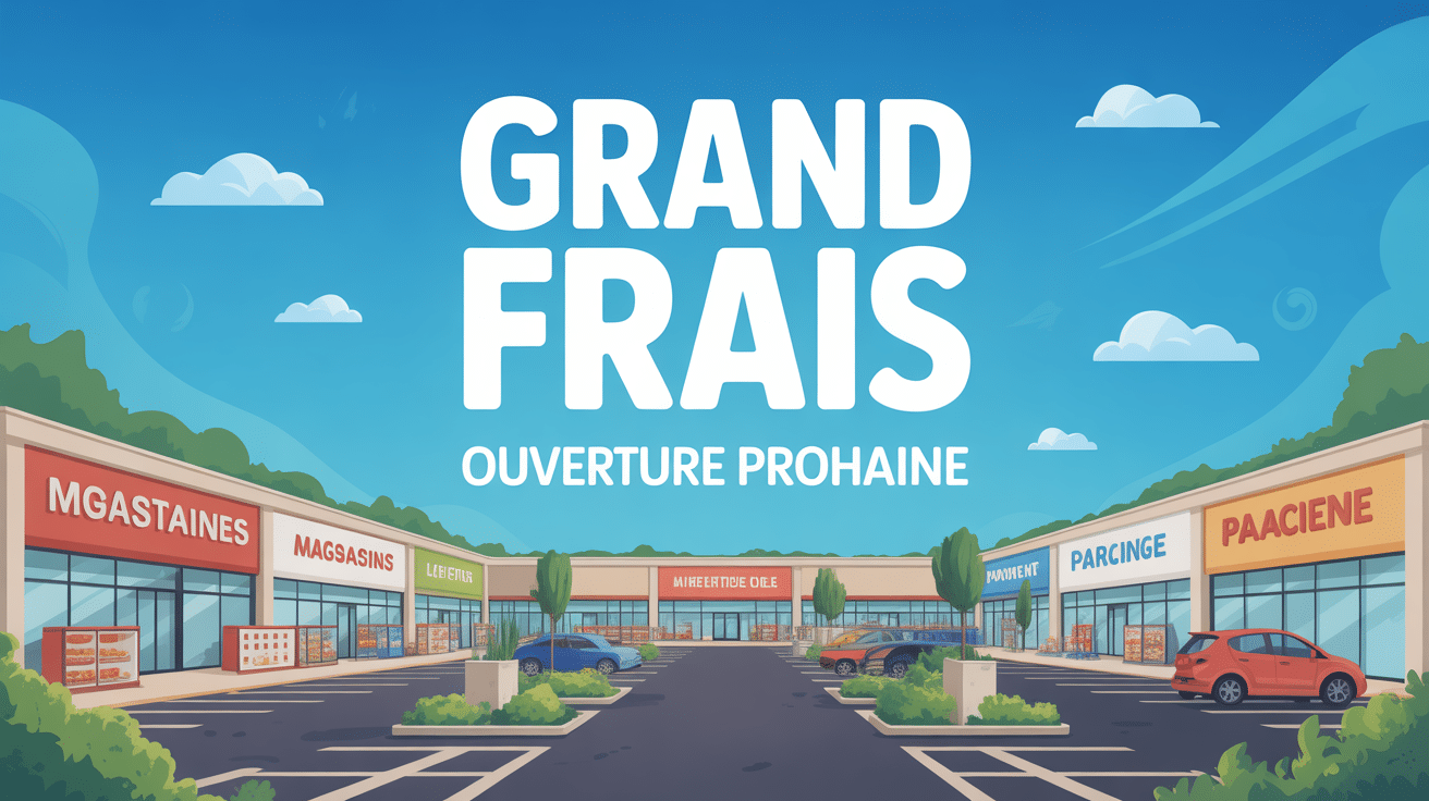 Vue aérienne d'une zone commerciale Grand Frais