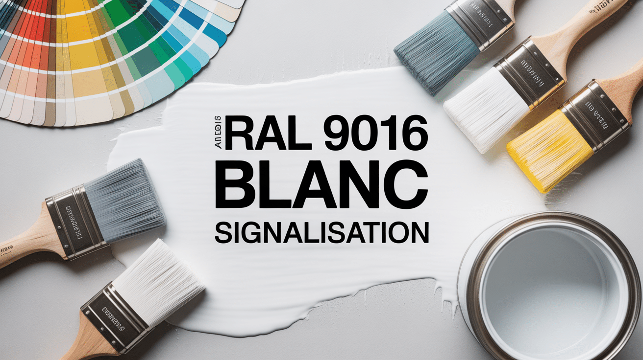 Surface plane peinte blanc RAL 9016 avec échantillons et pinceaux
